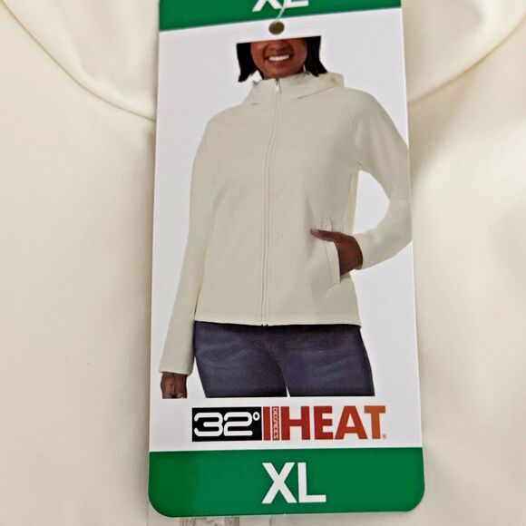 32 Degrees Womens X-Large Cream White Softshell Windbreaker Jacket Hooded XL New - Picture 6 of 11